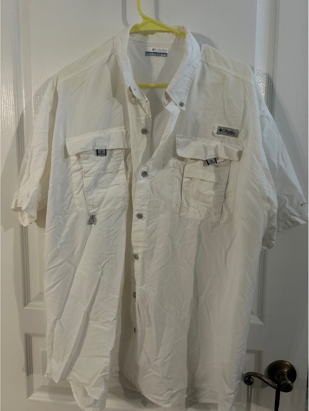 Columbia PFG Men's Short Sleeve Fishing Shirt XL White
